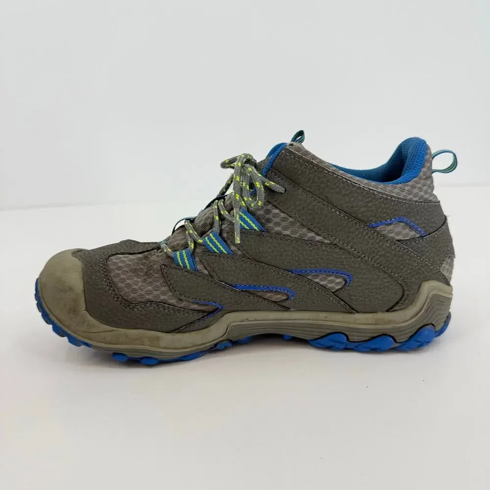 Merrell Chameleon Mid Waterproof HIking Boots Blue Gray Big Kid 7 Womens 8